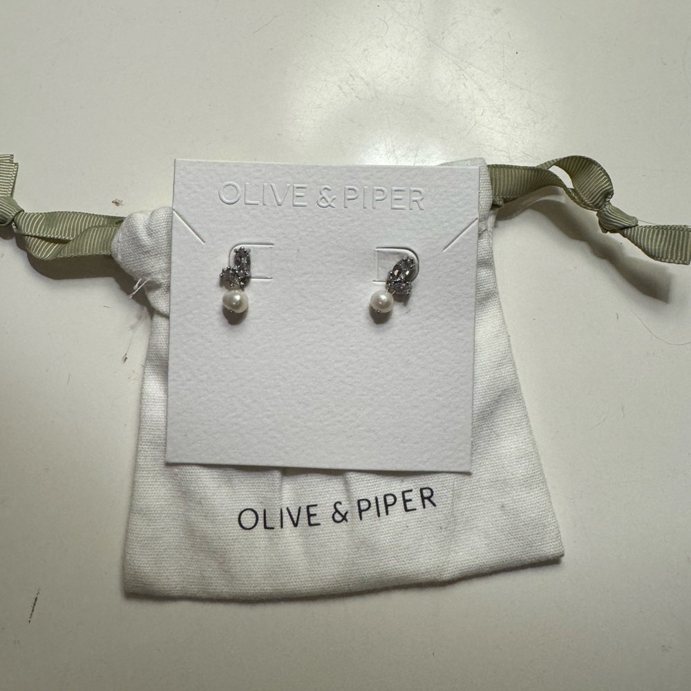 Olive & Piper Silver, Pearl Drop and Crystal Earrings